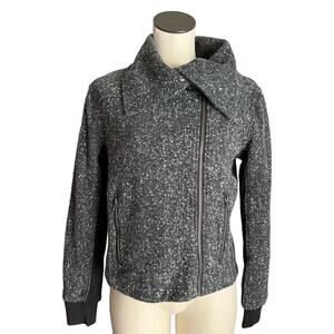 Splendid Womens Size Small Moto Coat biker jacket Gray Black Mock Neck NWT